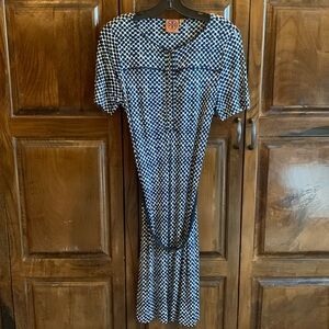Tory Burch Navy & White Polka Dot Dress Size: L
